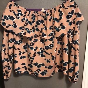 Cheetah off the shoulder blouse